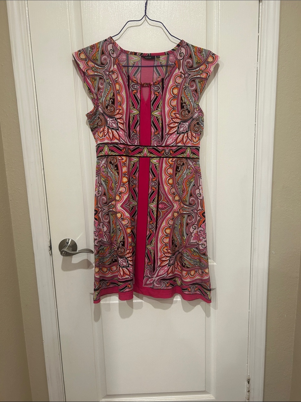 Apt. 9 Bright Pink Paisley Cap-Sleeve Midi Dress